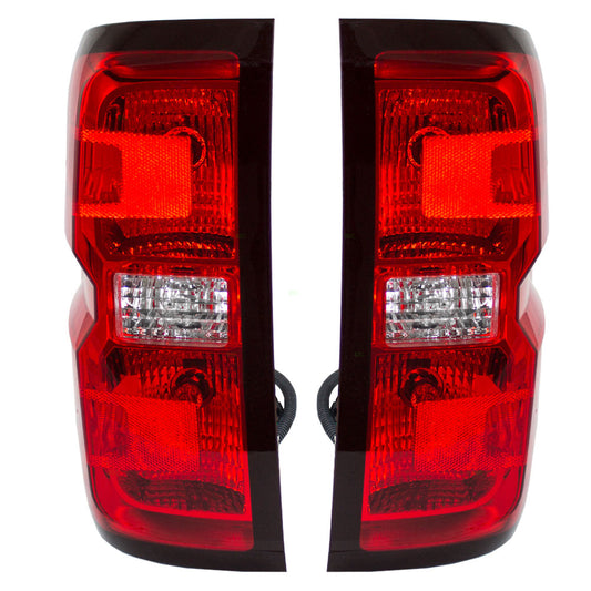Brock Replacement Driver and Passenger Set Tail Lights Compatible with 14-15 Silverado Sierra Pickup Truck 23141274 23141275