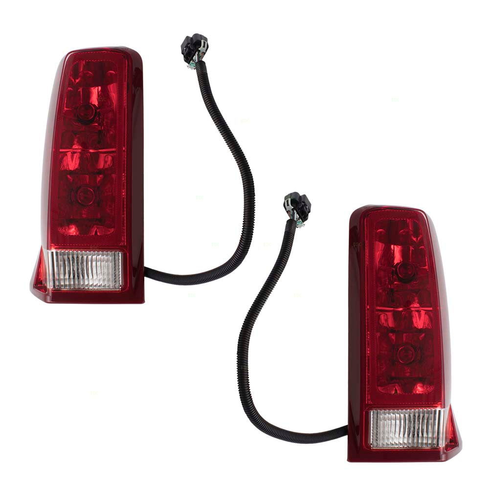 Brock Replacement Driver and Passenger Set Tail Lights w/ Red Signal Lens Compatible with 02-06 Escalade & 2003-2006 ESV 15044523 15079079
