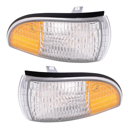 Brock Replacement Driver and Passenger Set Signal Side Marker Lights with Corner Lamps Compatible with 1991-1996 Roadmaster Caprice 5976555 5976556