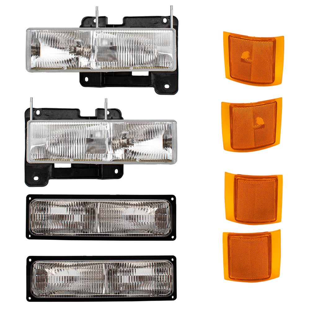 Fits 94-99 Chevy C/K Pickup SUV Headlights w/ Front & Side Signal Lights