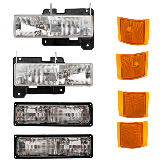 Fits 94-99 Chevy C/K Pickup SUV Headlights w/ Front & Side Signal Lights