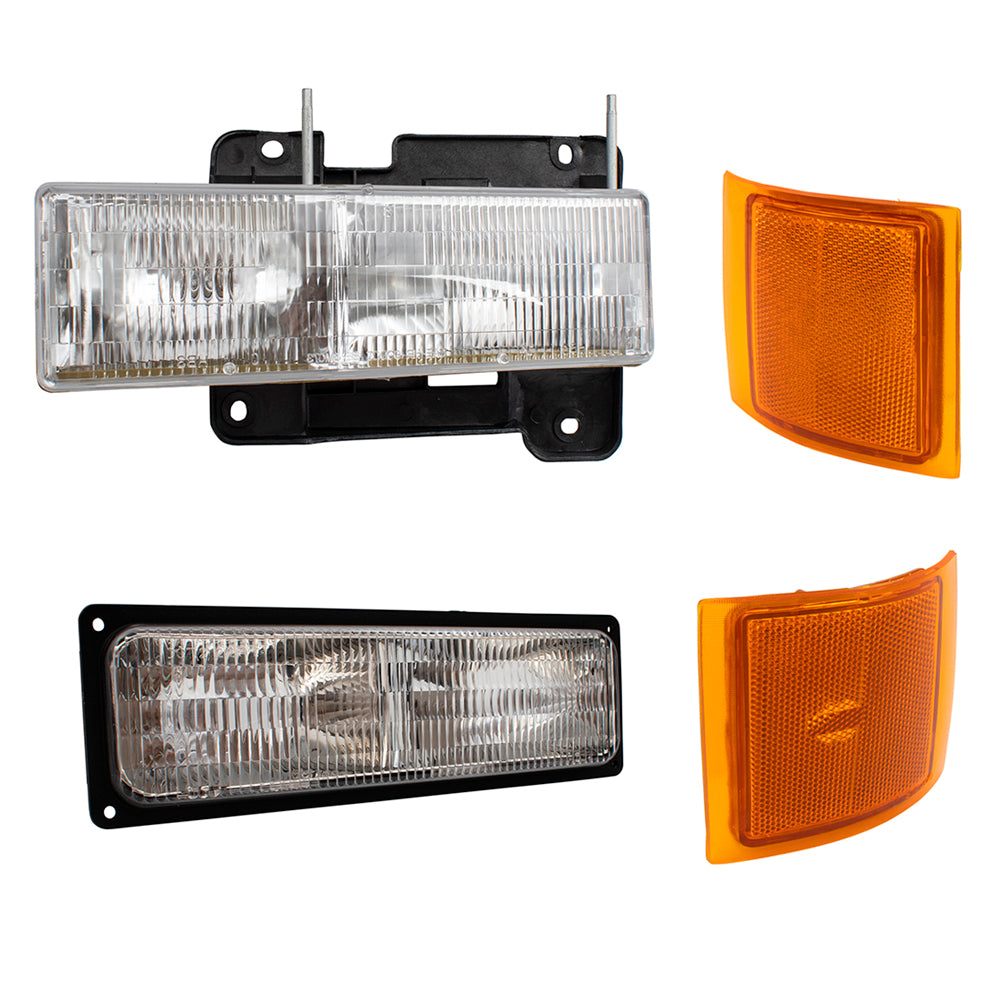 Fits 94-99 Chevy C/K Pickup SUV Headlights w/ Front & Side Signal Lights