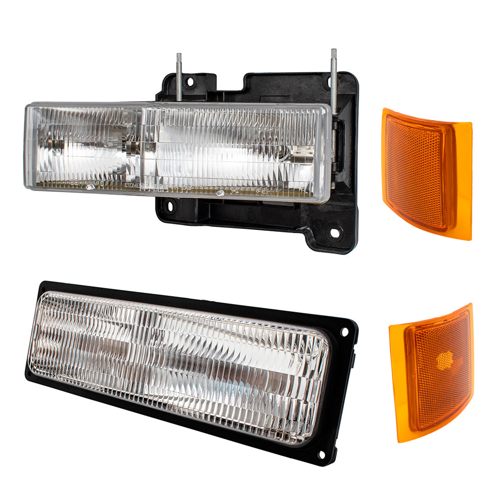 Fits 94-99 Chevy C/K Pickup SUV Headlights w/ Front & Side Signal Lights
