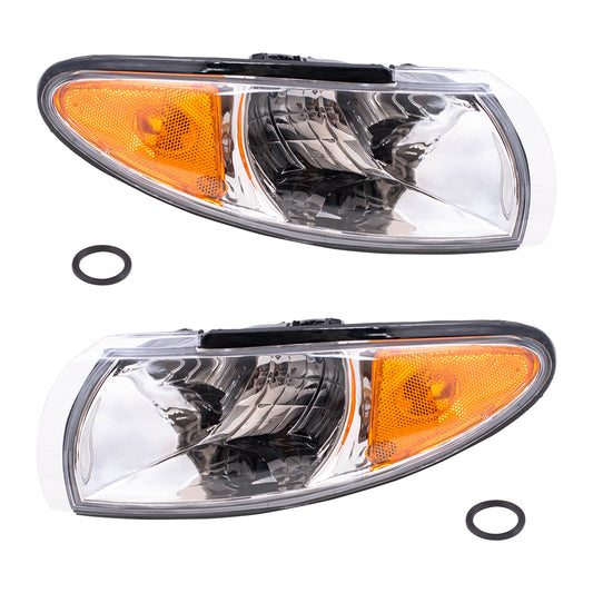 Brock Replacement Driver and Passenger Set Park Signal Side Marker Lights Compatible with 1997-2003 Grand Prix 16521833 16521834