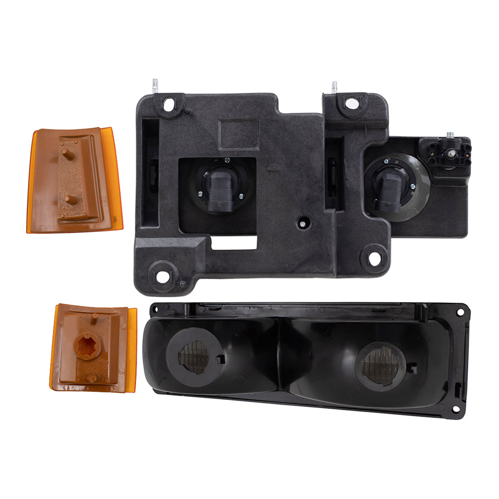 8 Piece Replacement Front Lighting Set With Composite Halogen Headlights-Park/Signal Lights-Upper & Lower Side Marker Lights Driver Left Passenger Right For 1994-2002 GMC C/K Pickup 1994-1999 GMC Yukon 1994-1999 GMC Suburban