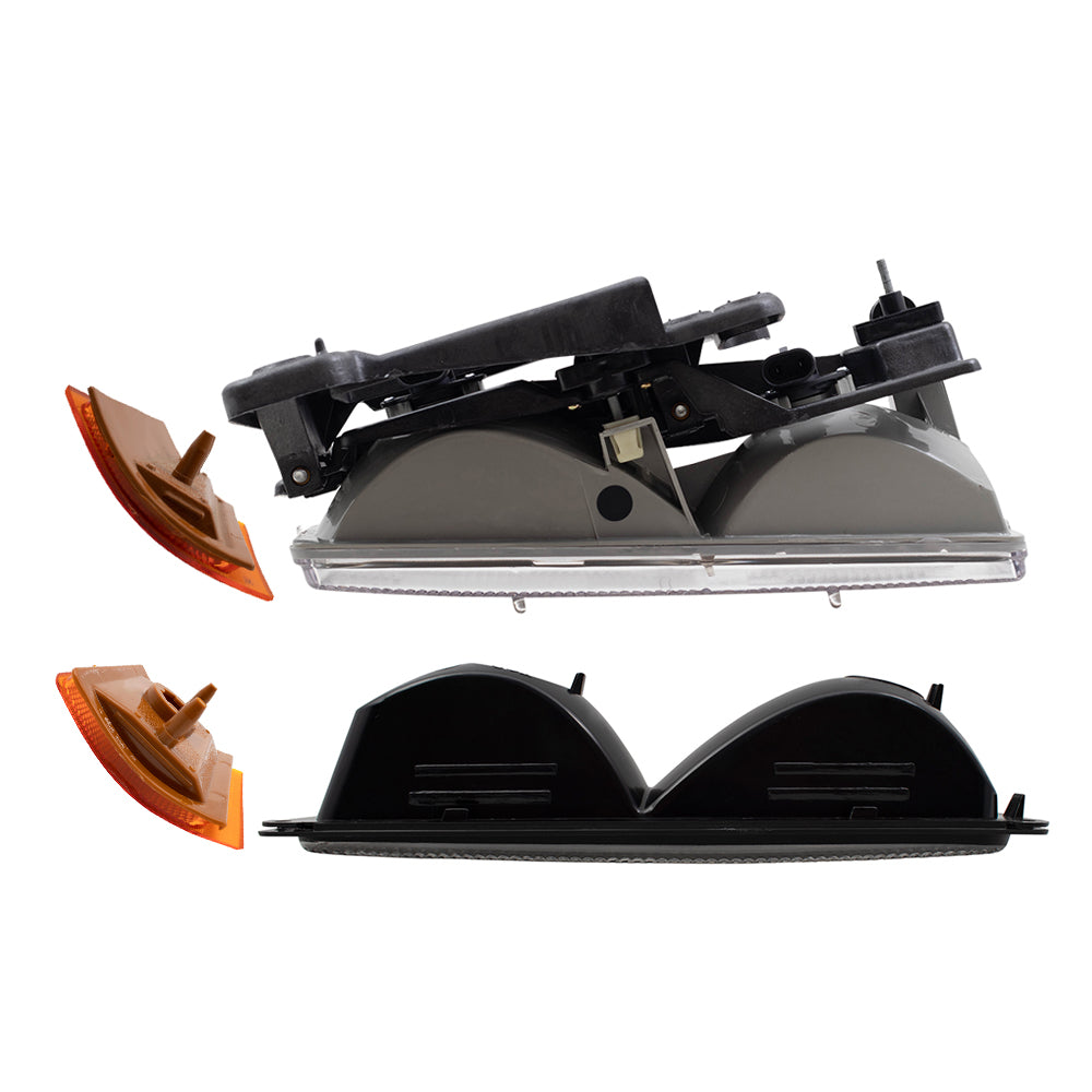 8 Piece Replacement Front Lighting Set With Composite Halogen Headlights-Park/Signal Lights-Upper & Lower Side Marker Lights Driver Left Passenger Right For 1994-2002 GMC C/K Pickup 1994-1999 GMC Yukon 1994-1999 GMC Suburban