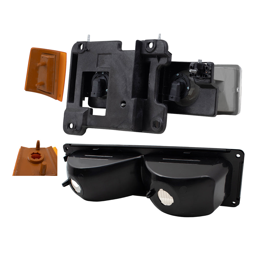 8 Piece Replacement Front Lighting Set With Composite Halogen Headlights-Park/Signal Lights-Upper & Lower Side Marker Lights Driver Left Passenger Right For 1994-2002 GMC C/K Pickup 1994-1999 GMC Yukon 1994-1999 GMC Suburban