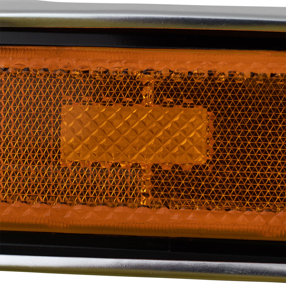 Side Marker Light Lens and Housing Amber with Chrome Trim Set Front Driver Left Passenger Right for 1981-1986 GM C/K Pickup 1986-1991 GM R/V Pickup 1981-1981 Chevrolet Blazer 1981-1991 GMC Jimmy 1981-1986 GM C/K Suburban 1987-1991 GM R/V Suburban