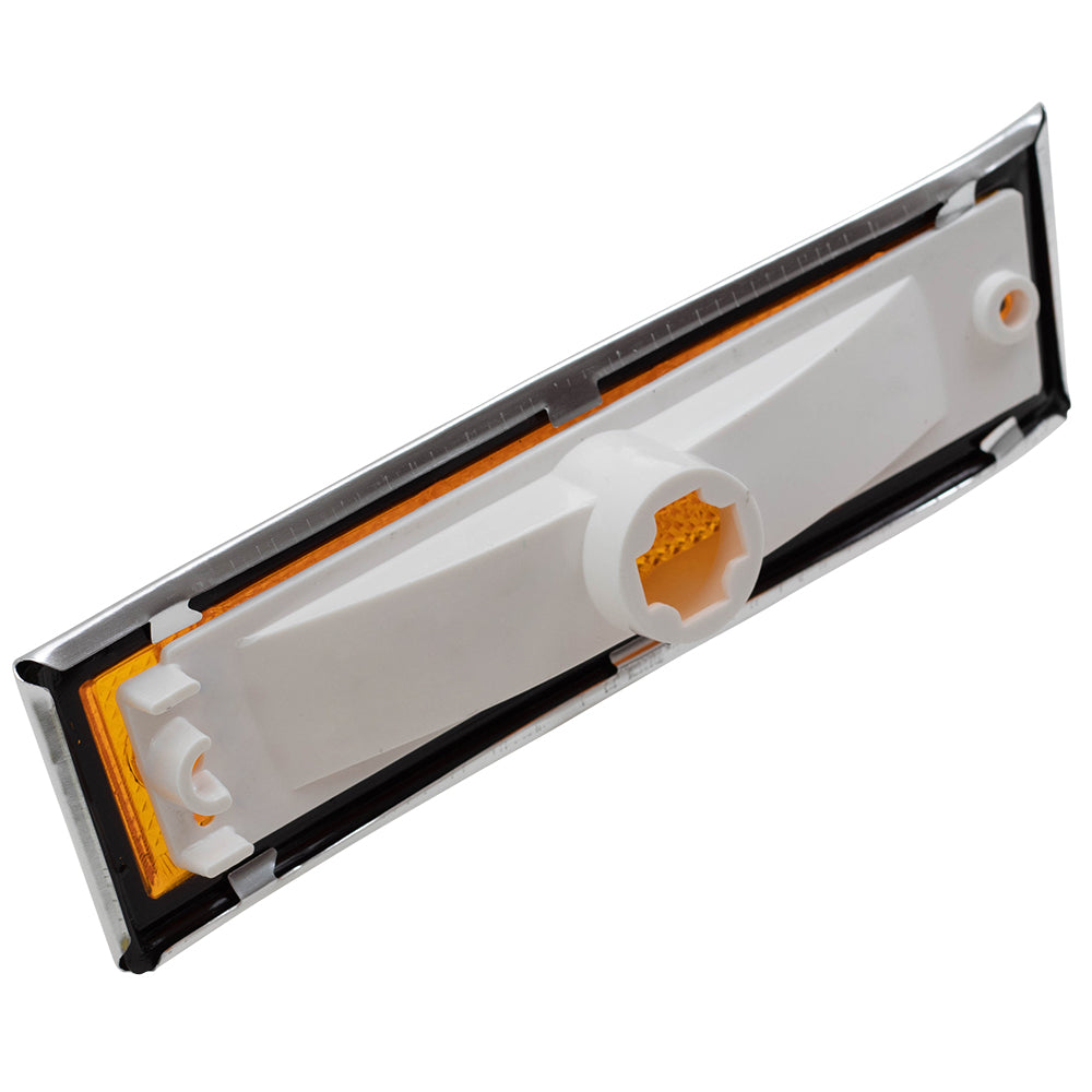 Side Marker Light Lens and Housing Amber with Chrome Trim Set Front Driver Left Passenger Right for 1981-1986 GM C/K Pickup 1986-1991 GM R/V Pickup 1981-1981 Chevrolet Blazer 1981-1991 GMC Jimmy 1981-1986 GM C/K Suburban 1987-1991 GM R/V Suburban