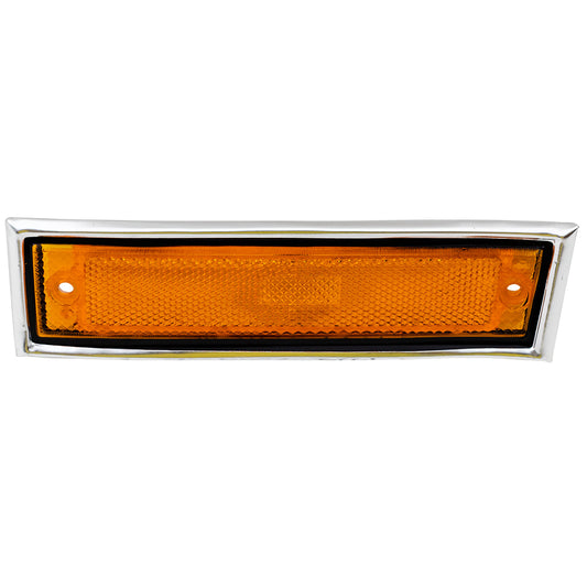 Side Marker Light Lens and Housing Amber with Chrome Trim Front Driver Side Left for 1981-1986 GM C/K Pickup 1986-1991 GM R/V Pickup 1981-1981 Chevrolet Blazer 1981-1991 GMC Jimmy 1981-1986 GM C/K Suburban 1987-1991 GM R/V Suburban