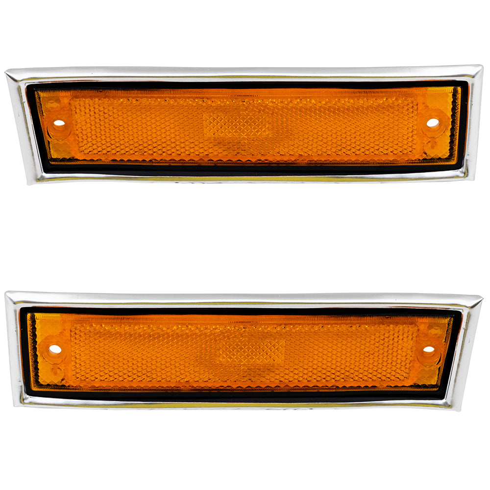 Side Marker Light Lens and Housing Amber with Chrome Trim Set Front Driver Left Passenger Right for 1981-1986 GM C/K Pickup 1986-1991 GM R/V Pickup 1981-1981 Chevrolet Blazer 1981-1991 GMC Jimmy 1981-1986 GM C/K Suburban 1987-1991 GM R/V Suburban