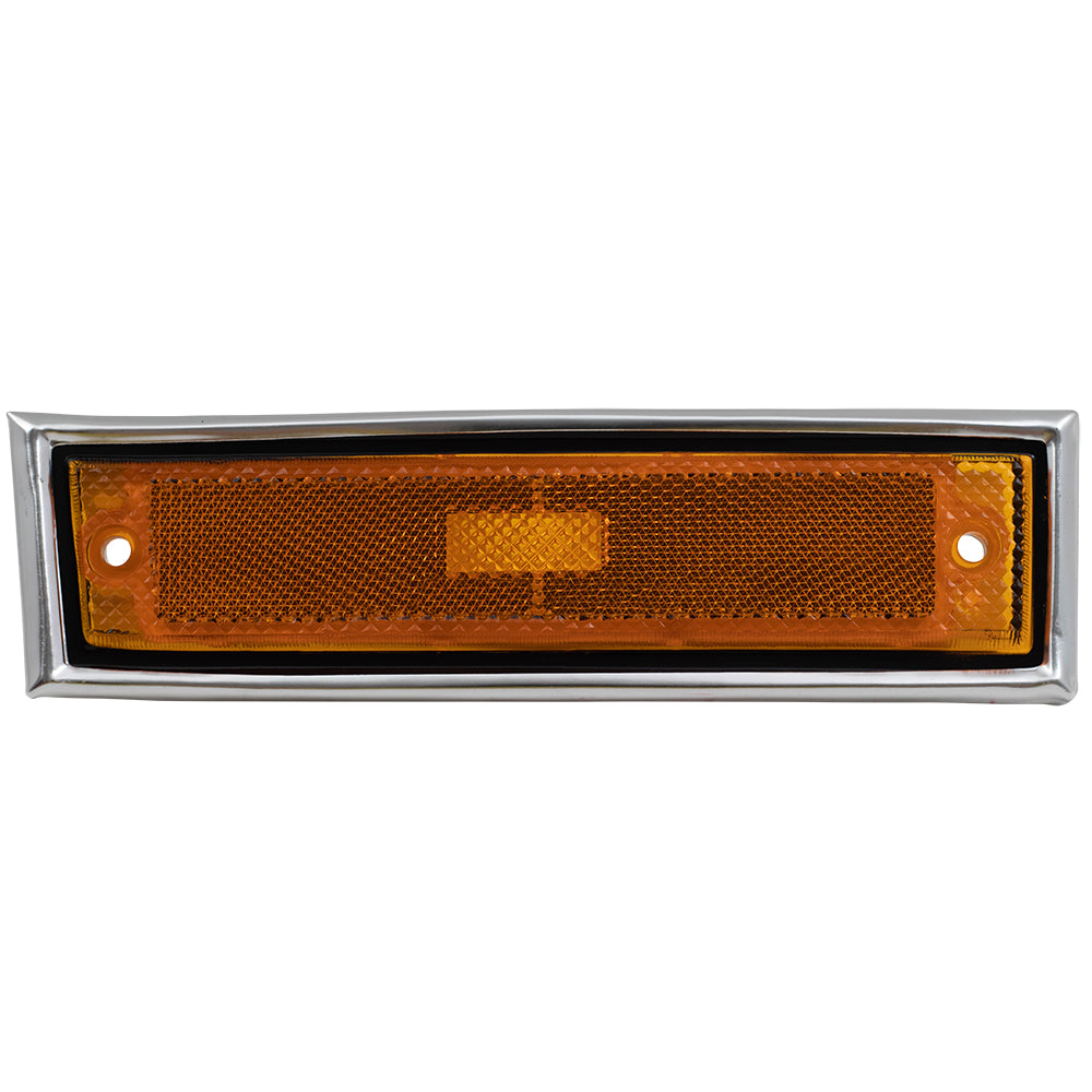 Side Marker Light Lens and Housing Amber with Chrome Trim Set Front Driver Left Passenger Right for 1981-1986 GM C/K Pickup 1986-1991 GM R/V Pickup 1981-1981 Chevrolet Blazer 1981-1991 GMC Jimmy 1981-1986 GM C/K Suburban 1987-1991 GM R/V Suburban