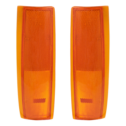 Brock Replacement Driver and Passenger Set Signal Side Marker Light Compatible with 88-93 C1500 K2500 Pickup Yukon Suburban