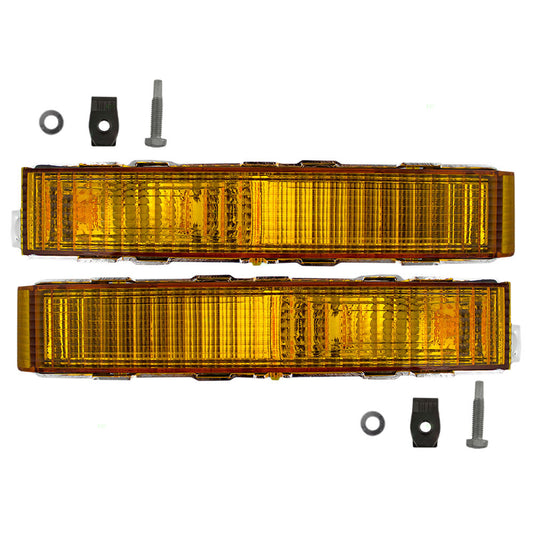 Brock Replacement Driver and Passenger Set Park Signal Front Marker Lights Amber Lens Compatible with 1982-1996 Cutlass Ciera