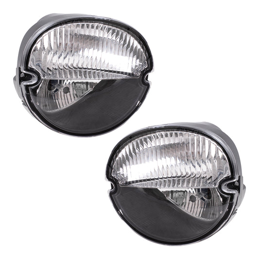 Brock Replacement Driver and Passenger Set Park Signal Front Marker Lights with Fog Lamps Compatible with 04-08 Grand Prix Solstice
