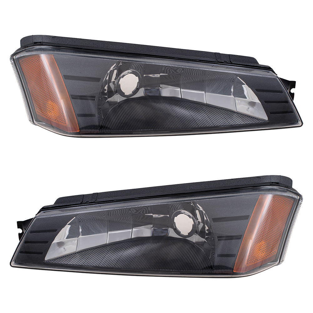 Brock Replacement Driver and Passenger Set Park Signal Front Marker Lights Compatible with 2002-2006 Avalanche Pickup Truck w/Body Cladding
