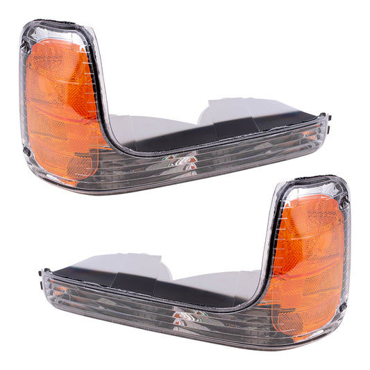 Brock Replacement Driver and Passenger Set Signal Corner Marker Lights Compatible with 1999-2000 Escalade Yukon Denali 15763595 15763596