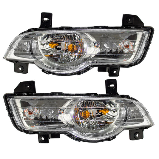 Brock Replacement Driver and Passenger Set Park Signal Front Marker Lights Compatible with 2009-2012 Traverse 20794799 20794798
