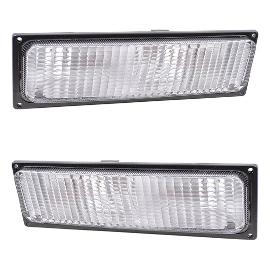 Brock Replacement Driver and Passenger Set Park Signal Front Marker Lights Compatible with 1988-1989 C/K Pickup Truck w/Dual Sealed Beam Headlight