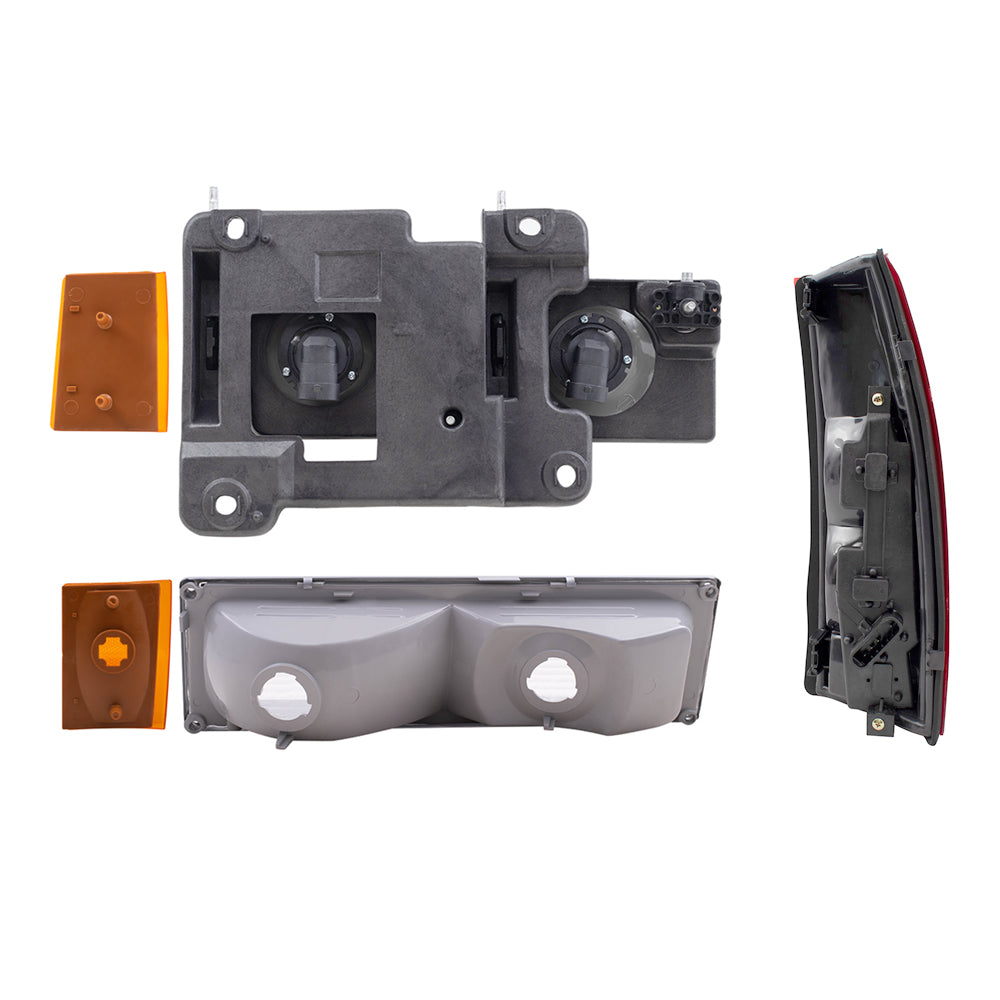 Headlights, Signal Marker Lights, Upper Side Marker Reflectors, Lower Side Marker Lights and Tail Lights 10 Piece Set Compatible with 1990-1993 C/K Trucks & 1992-1993 Suburban/Blazer