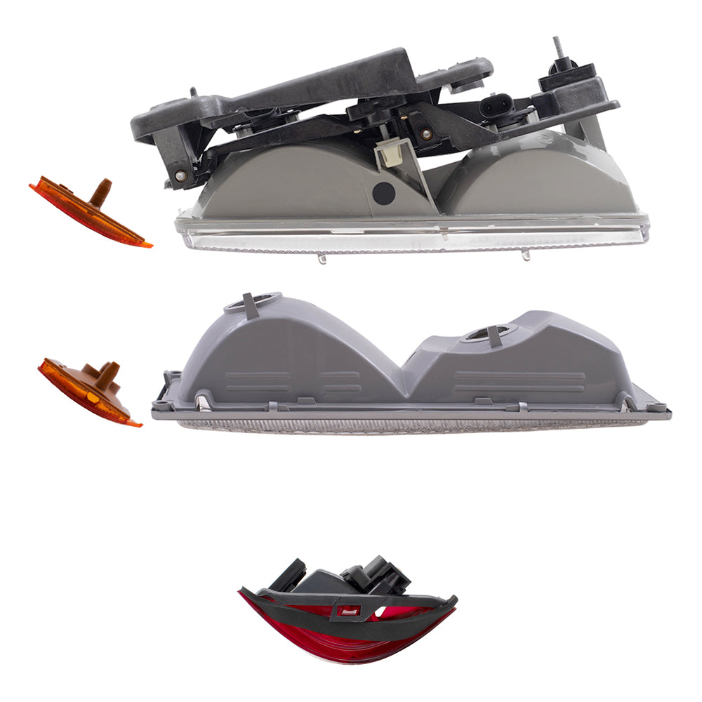 Headlights, Signal Marker Lights, Upper Side Marker Reflectors, Lower Side Marker Lights and Tail Lights 10 Piece Set Compatible with 1990-1993 C/K Trucks & 1992-1993 Suburban/Blazer