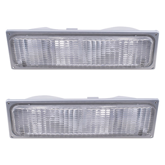 Brock Replacement Driver and Passenger Set Park Signal Front Marker Lights Compatible with 1990-1993 C1500 C2500 K1500 K2500 Pickup Truck