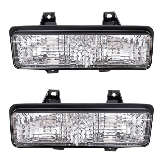 Brock Replacement Driver and Passenger Set Park Signal Front Marker Lights Compatible with 1989-1991 R/V Pickup Truck Suburban Blazer Jimmy