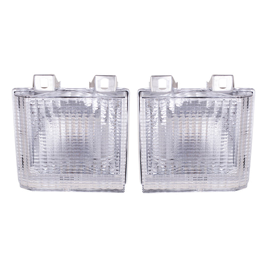 Brock Replacement Driver and Passenger Set Park Signal Front Marker Lights Compatible with 83-88 C1500 K2500 Pickup Suburban Jimmy Blazer Van918045 918046