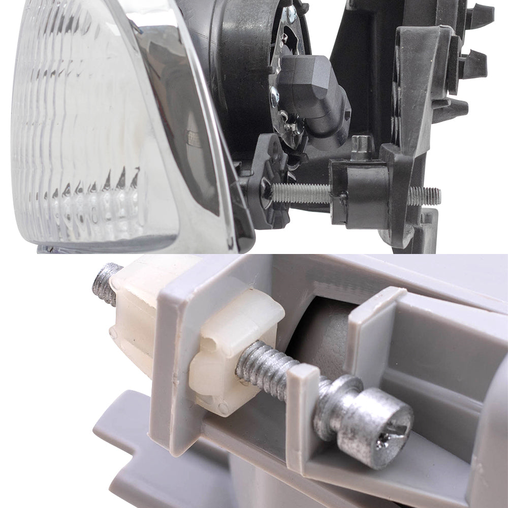 Brock Replacement Driver and Passenger Side Halogen Combination Headlight Assemblies and Park Signal Fog Light Units 4 Piece Set Compatible with 1998-2005 Blazer & 1998-2004 S10