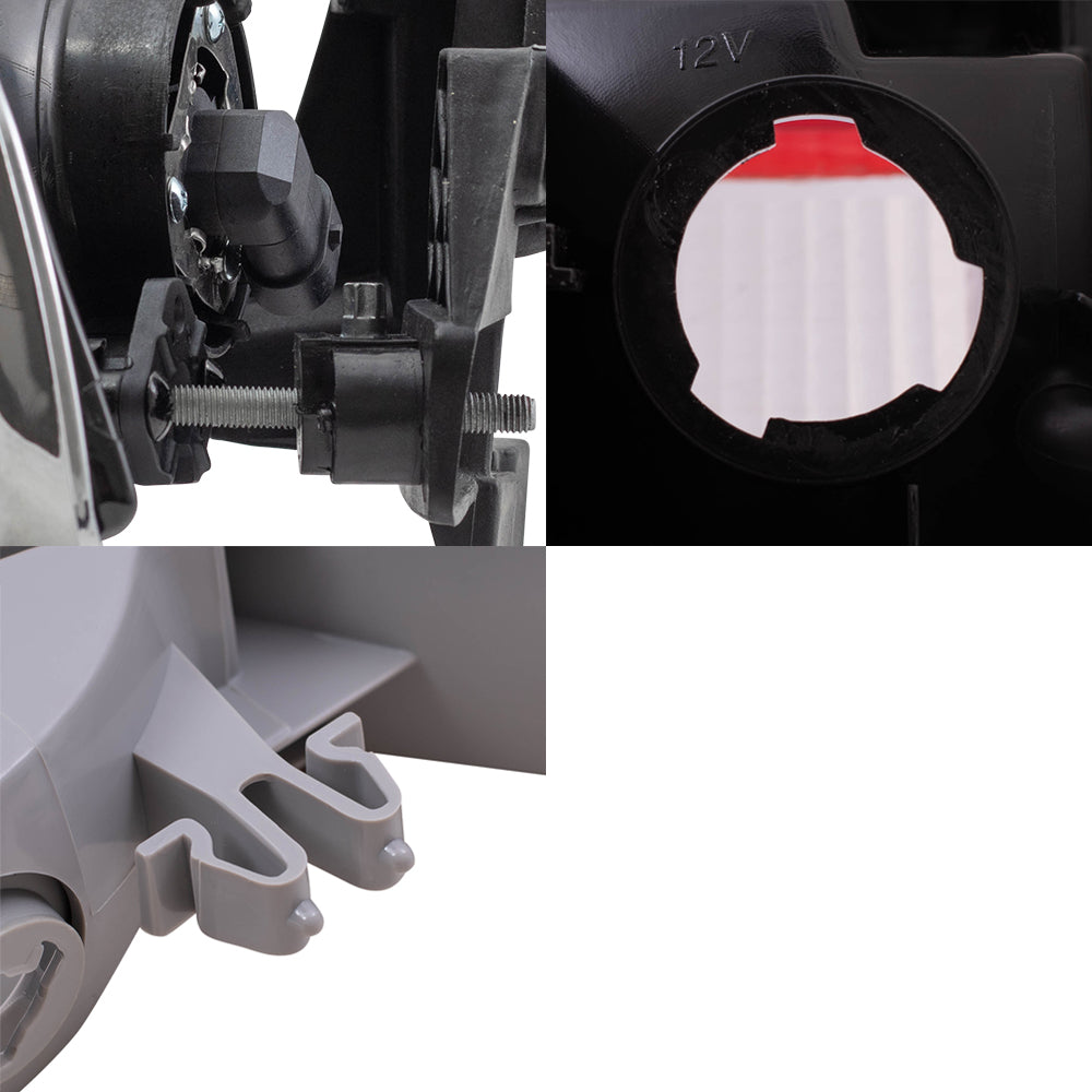 Brock Replacement Driver and Passenger Side Headlights, Park Signal Fog Lights and Tail Lights with Black Edge 6 Piece Set Compatible with 1998-2004 S10