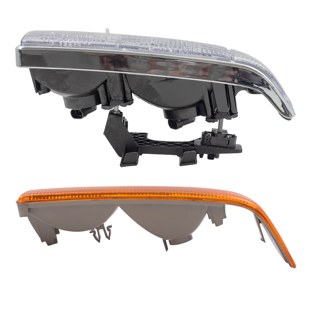 Driver and Passenger Side Headlights and Park Signal Marker Lights without Fog Lights 4 Piece Set Compatible with 1998-2005 Blazer & 1998-2004 S10