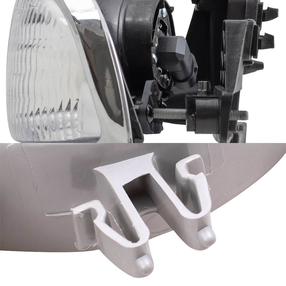 Driver and Passenger Side Headlights and Park Signal Marker Lights without Fog Lights 4 Piece Set Compatible with 1998-2005 Blazer & 1998-2004 S10