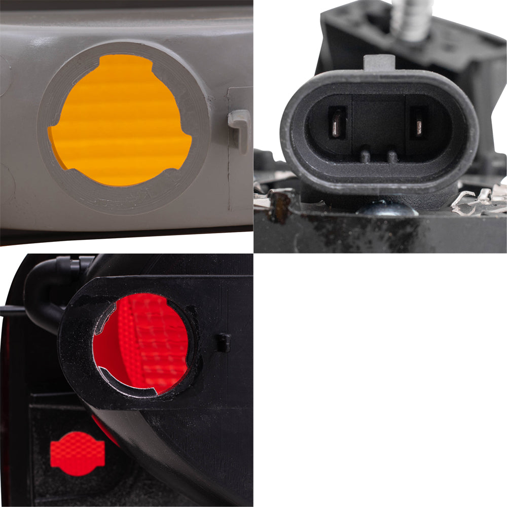 Brock Replacement Driver and Passenger Side Headlights, Park Signal Lights without Fog Lights and Tail Lights with Black Edge 6 Piece Set Compatible with 1998-2004 S10