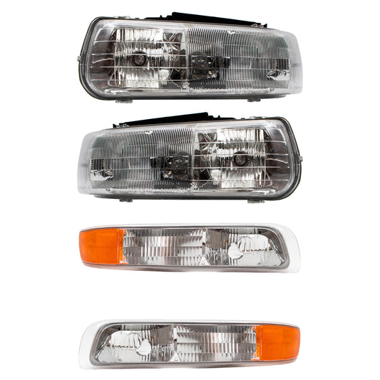 Headlights & Side Signal Marker Lamps Compatible with 2000-2006 Tahoe Suburban 1999-2002 Silverado Pickup Truck