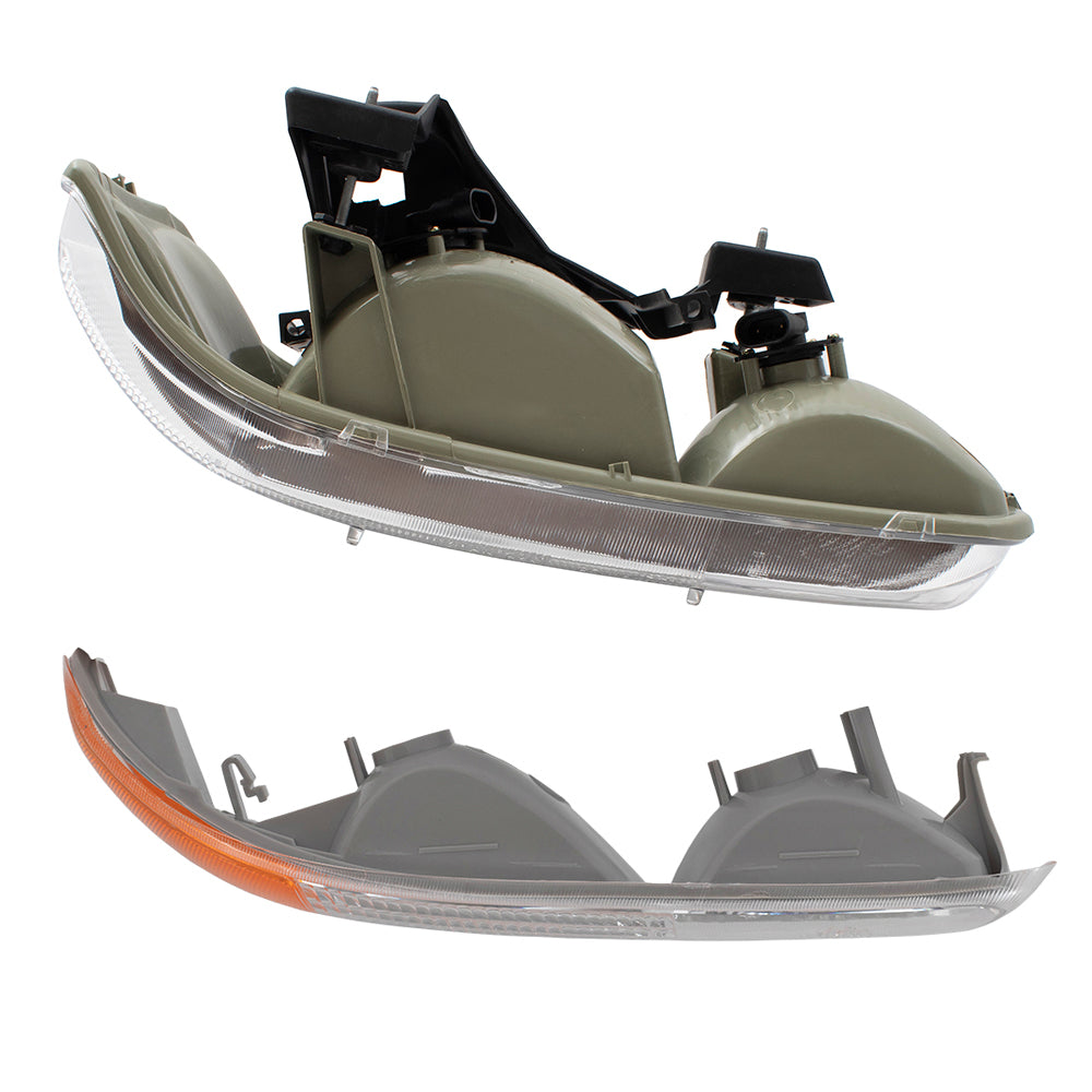 Driver Headlight with Side Signal Light Compatible with 1999-2002 Silverado Pickup Truck 16526133 15199558