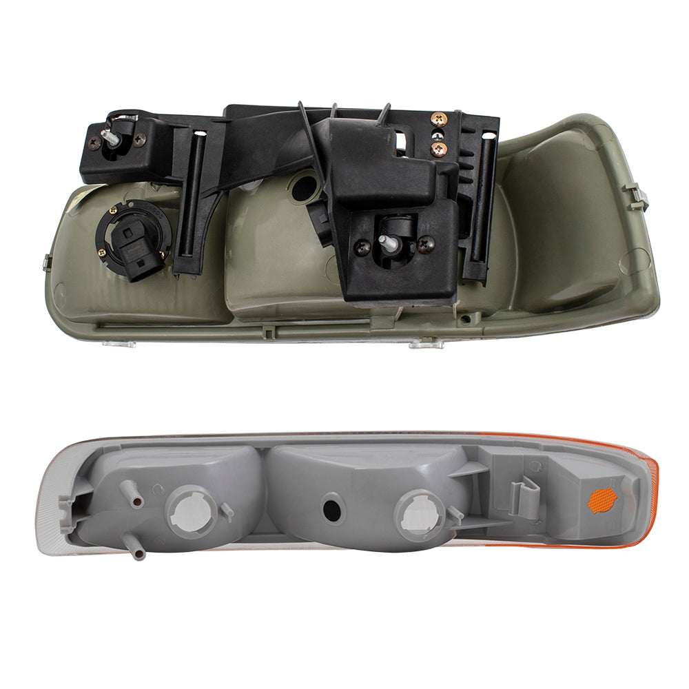 Headlight with Side Signal Light Compatible with 1999-2002 Silverado Pickup Truck 16526134 15199559