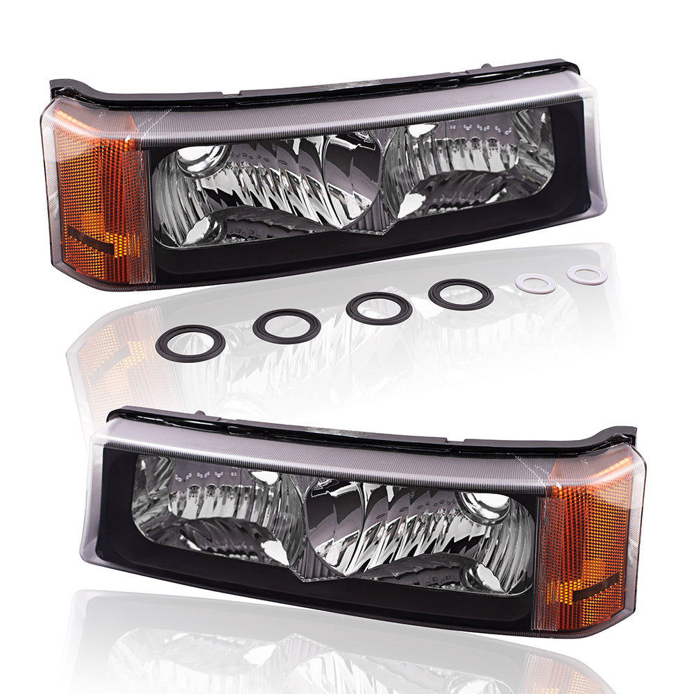 Brock Aftermarket Replacement Part Driver and Passenger Side Park Signal Marker Light Units Compatible with 2003-2006 Chevy Silverado