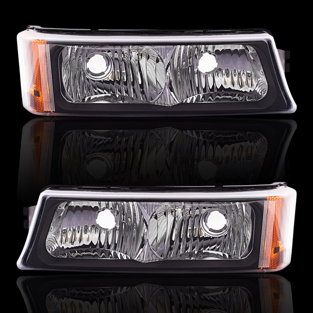 Brock Aftermarket Replacement Part Driver and Passenger Side Park Signal Marker Light Units Compatible with 2003-2006 Chevy Silverado
