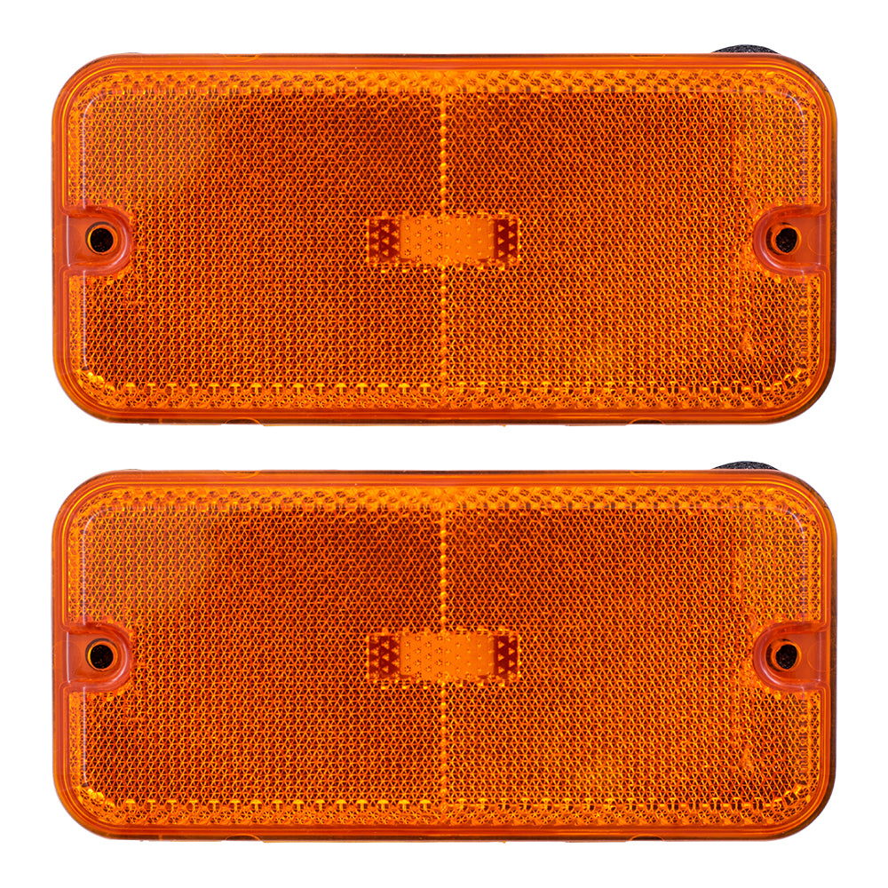 Brock Replacement Set Front Signal Side Marker Lights Compatible with 1985-1996 G/P Van Early Design 915489