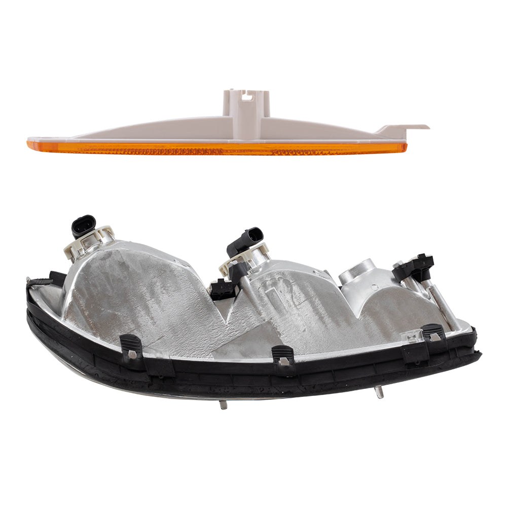 Brock Replacement Driver and Passenger Side Halogen Combination Headlight Assemblies and Side Marker Light Units Compatible with 1997-2003 Malibu/ 2004-2005 Malibu Classic/ 1997-1999 Cutlass
