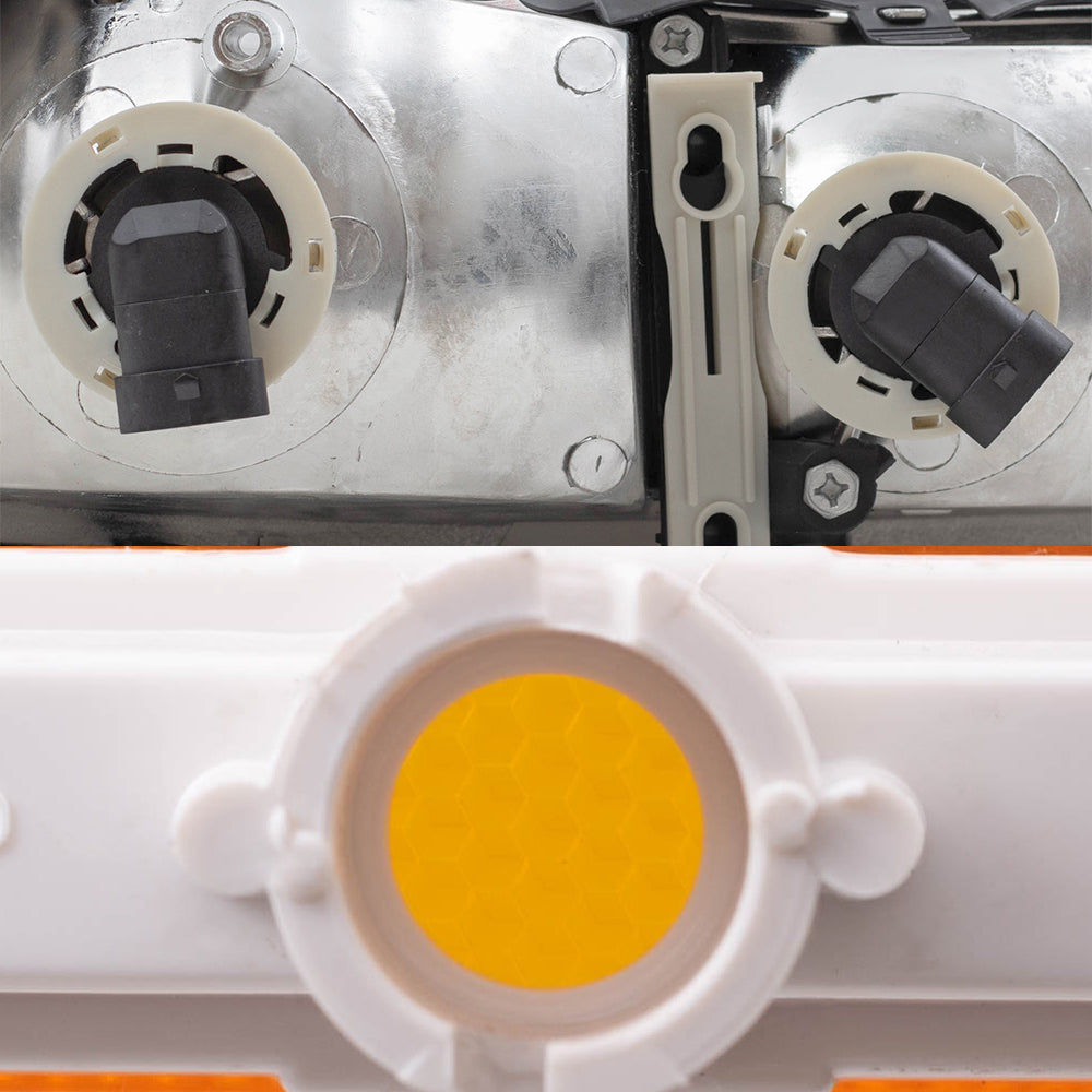 Brock Replacement Driver and Passenger Side Halogen Combination Headlight Assemblies and Side Marker Light Units Compatible with 1997-2003 Malibu/ 2004-2005 Malibu Classic/ 1997-1999 Cutlass