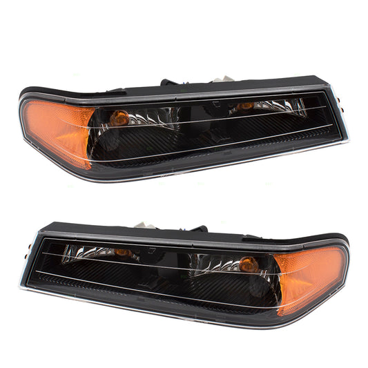 Brock Replacement Driver and Passenger Set Park Signal Front Marker Lights w/ Black Bezels Compatible with 2004-2012 Colorado Canyon Pickup Truck