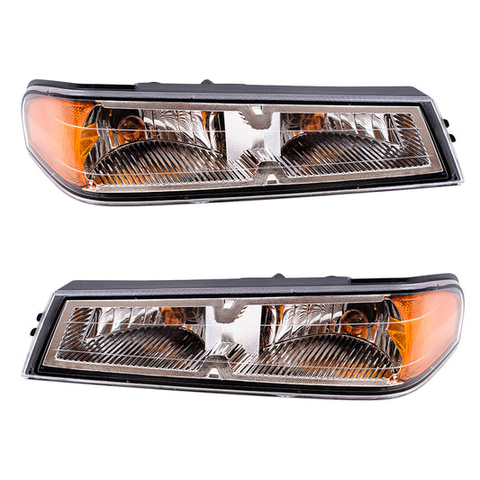 Brock Replacement Driver and Passenger Set Park Signal Side Marker Light Compatible with 2005-2008 Colorado Pickup Truck
