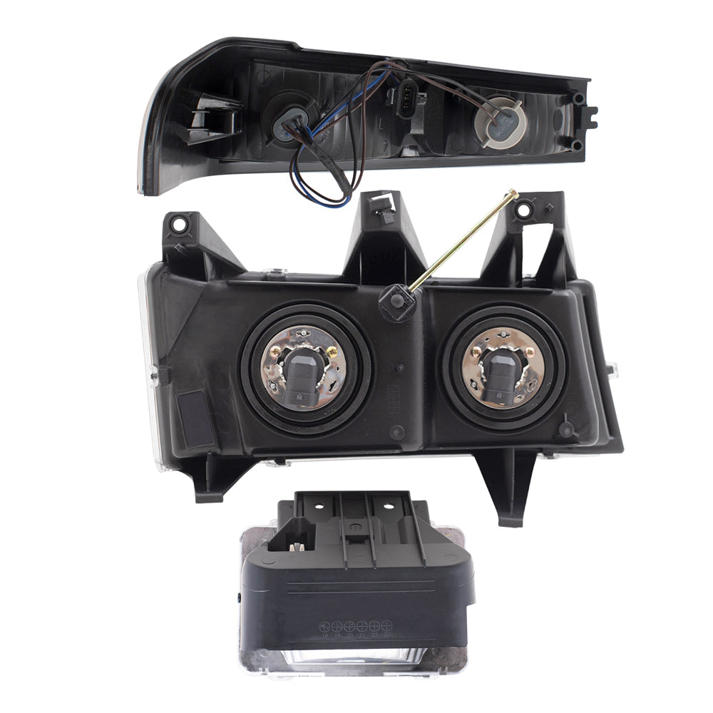 Brock Replacement Driver and Passenger Side Headlights, Park Signal Lights and Fog Lights 6 Piece Set Compatible with 2004-2012 Colorado/Canyon