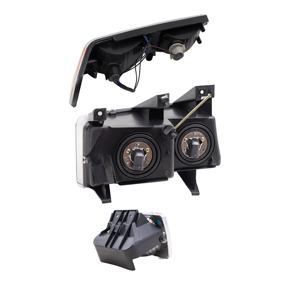 Brock Replacement Driver and Passenger Side Headlights, Park Signal Lights and Fog Lights 6 Piece Set Compatible with 2004-2012 Colorado/Canyon