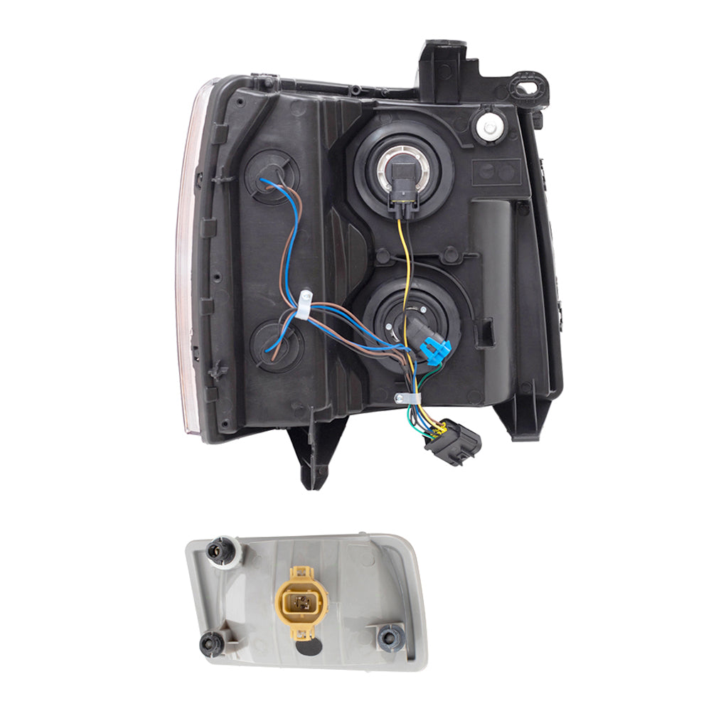 Brock Replacement Driver and Passenger Side Halogen Combination Headlights and Rectangle Fog Lights 4 Piece Set Compatible with 2007-2013 Silverado 1500 & 2007-2014 Silverado 2500/3500