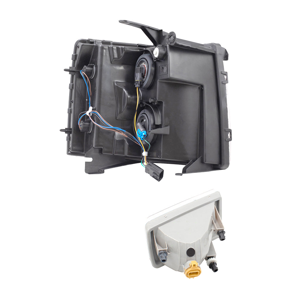 Brock Replacement Driver and Passenger Side Halogen Combination Headlights and Rectangle Fog Lights 4 Piece Set Compatible with 2007-2013 Silverado 1500 & 2007-2014 Silverado 2500/3500