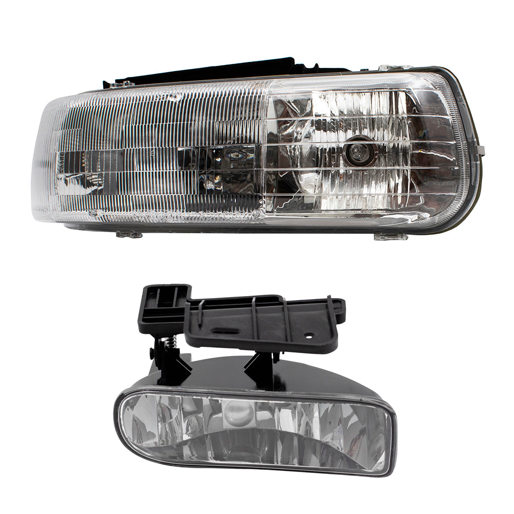 Headlights with Fog Lamps Compatible with 2000-2006 Tahoe Suburban 1999-2002 Silverado Pickup Truck