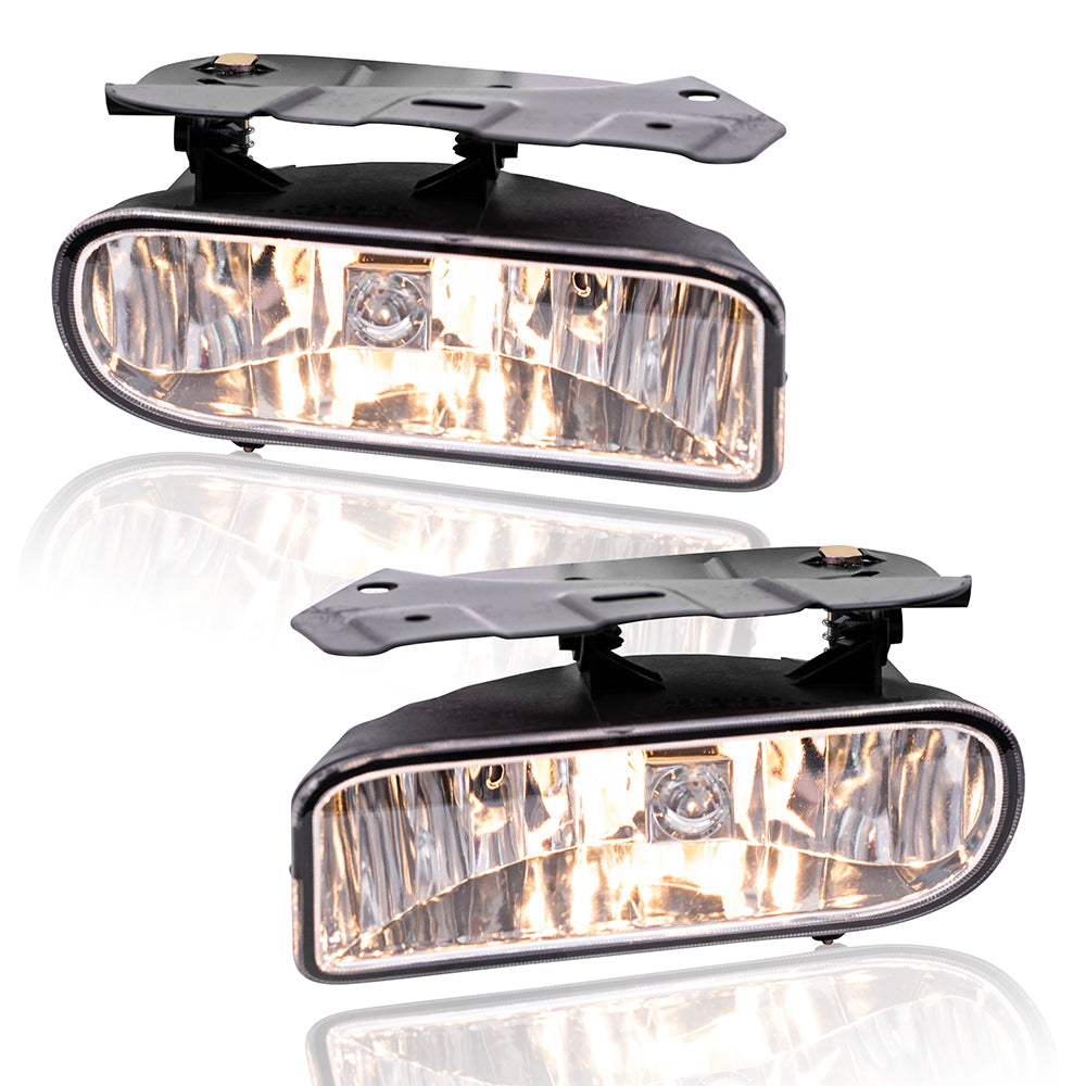 Brock Replacement Driver and Passenger Set Fog Lights Clear Lens Compatible with 2002-2006 Escalade & EXT Pickup 2003-2005 Escalade ESV