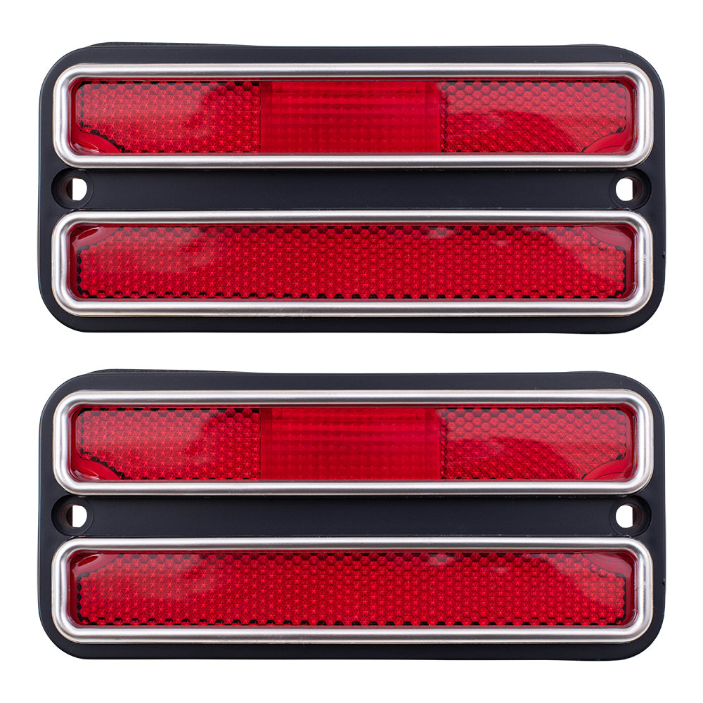 Rear Side Marker Lights Set fits GM Pickup Van Suburban Blazer Jimmy w/ Chrome